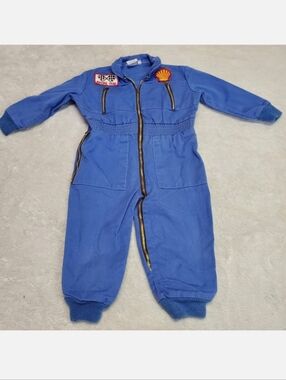 Vintage Pierre Bonee Blue Racing Utility Coveralls Overall Costumer 24 Months